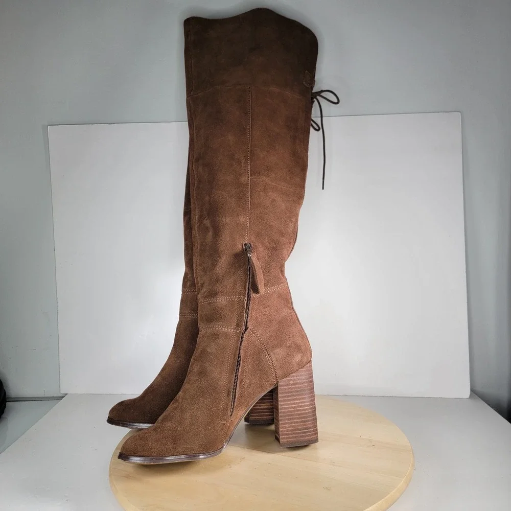 Steve Madden Women's Brown Leather Suede Novela Over The Knee Boots Size 10
